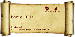 Maria Aliz névjegykártya